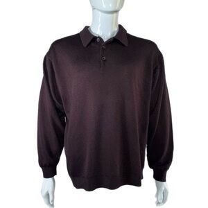 Pronto Uomo Men’s Burgundy Long Sleeve Knit Polo Sweater Shirt